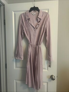 New With Tags Croft & Barrow Pink Stripe Shirt Dress Size Large